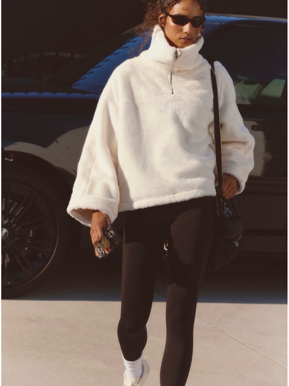 Free People Alpine Faux fur half zip